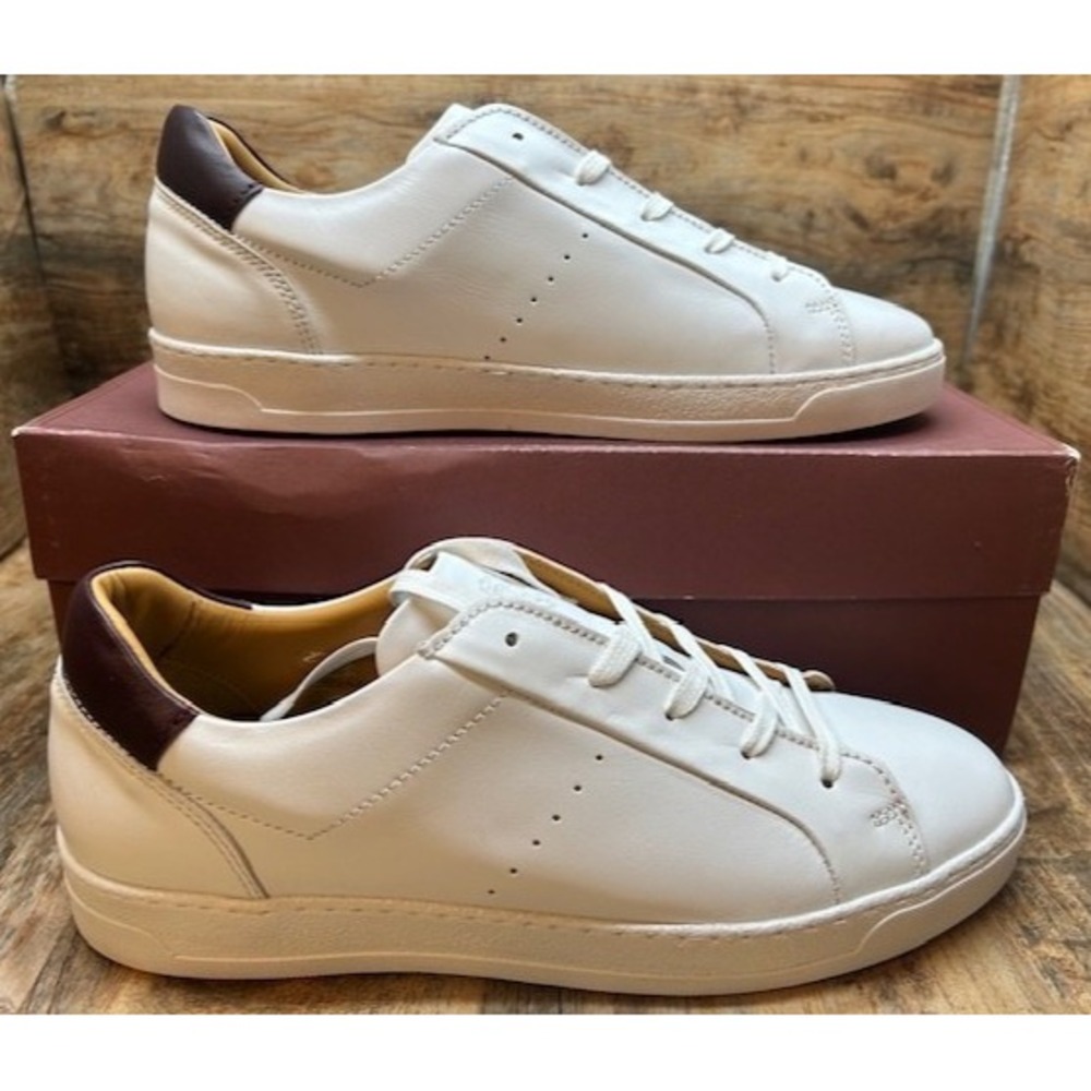 Bruno Magli Men's Dante Sneakers White Calf Leather Shoes Made in Italy NIB - 9
